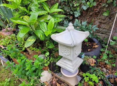 Japanese-style concrete garden lantern ornament,  Pagoda