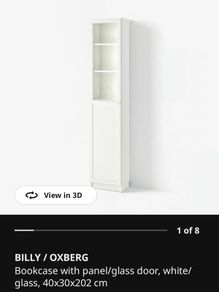Ikea Billy/Oxberg bookcase with glass door (2 available)