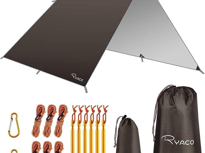 Hammock Rain Fly Tent Tarp, 3m x 3m Tarpaulin Portable Sunshade Lightweight Waterproof Groundsheet Windproof Camping gazebo Picnic Mat Anti UV Sun Shelter for Camping Travel Beach MULTIPLE COLOURS AVAILABLE (FREE SHIPPING)