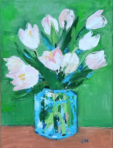 Celina Mastella Oil painting white tulips