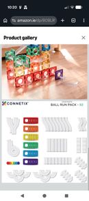 CONNETIX Magnetic Tiles Rainbow Ball Run Pack, 92 Pieces