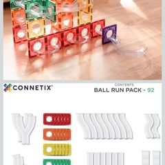 CONNETIX Magnetic Tiles Rainbow Ball Run Pack, 92 Pieces