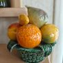 vintage 1960s Portugal made Majolica style ceramic fruit basket centerpiece very retro Image 3