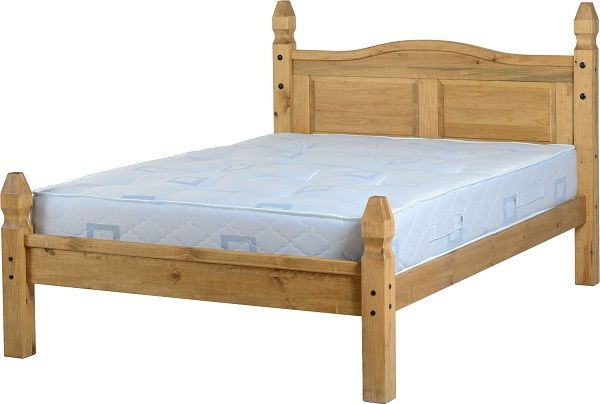 Corona 4'6" Bed Low Foot End in Distressed Waxed Pine