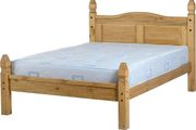 Corona 4'6" Bed Low Foot End in Distressed Waxed Pine