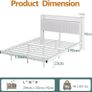 Floating Double Metal Bed Frame with LED Lights & USB Charging Station,135x190cm Metal Platform Bed Frame with 4ft6 Upholstered Headboard Storage,Heavy Duty Metal Slats,Noise Free/Shiny White Image 2