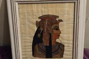 Egyptian Papyrus Painting Framed Queen Cleopatra Profile