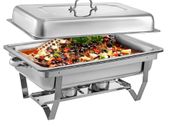 8 Pcs Chafing Dishes Buffet Stove Food Warmer 9L / 8 Quart Stainless Steel Foldable for Self-Service Restaurant Catering Parties