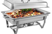 8 Pcs Chafing Dishes Buffet Stove Food Warmer 9L / 8 Quart Stainless Steel Foldable for Self-Service Restaurant Catering Parties