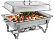 main image for ad 8 Pcs Chafing Dishes Buffet Stove Food Warmer 9L / 8 Quart Stainless Steel Foldable for Self-Service Restaurant Catering Parties