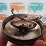 vintage glass sugar bowl with integrated thongs Image 3
