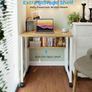 Small Folding Desk with Storage Shelf,80 cm Computer Rolling Desk on Wheels Easy Assembly,Foldable desk for Small Space,Oak Image 6