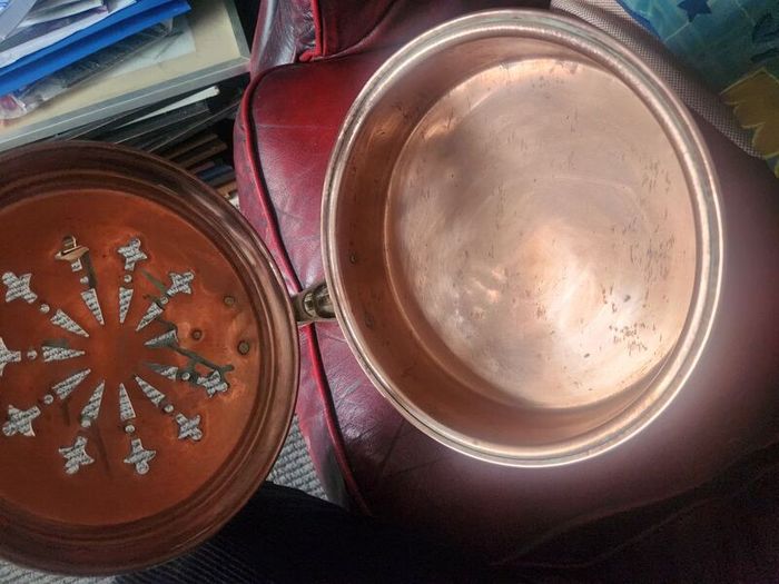 Victorian copper and brass  warming pan.