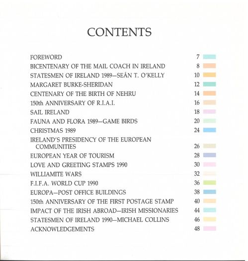 1988/89 Ireland The Irish Stamp Limited Edition Hardback Year Book. Contains all commemorative stamps from June 1988 to June 1989. Included 44 images of conents