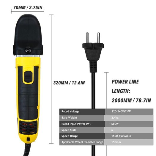 220V-230V Dual Action Car Polisher DA Car Polishing Machine Electric Random Orbit Adjustable Speed Waxer Buffer Machine