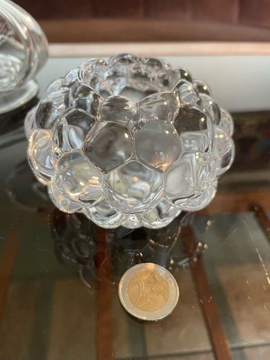 Orrefors Sweden Raspberry Clear Crystal Glass Votive Candle Holder Anne Nilsson 1980s