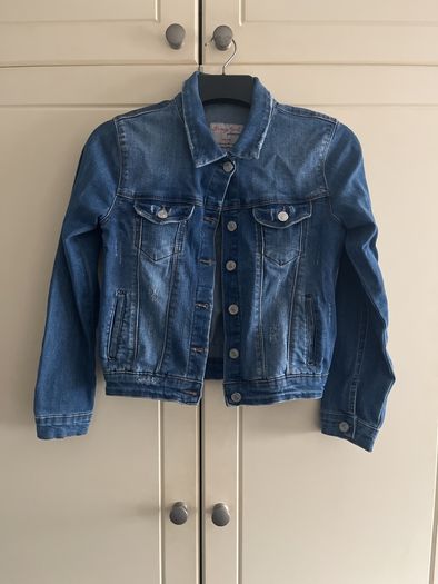 Destressed look denim jacket