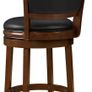 Swivel Counter Stool, Wood Frame Kitchen Island Stool-Chair, 24in Upholstered Barstool with Backrest & Footrest, Cappuccino, 61cm Seat Height Image 3