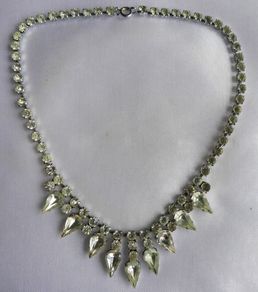 Vintage  Silver Tone Austrian Crystal Diamante Necklace Choker