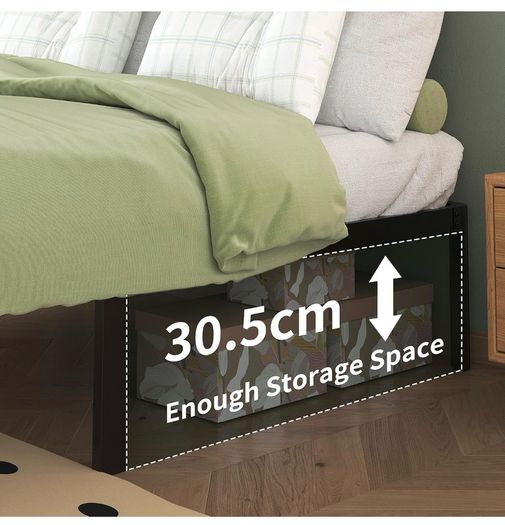 Teen 3ft Single Bed Frames with Rounded Corner Legs, Heavy Duty Metal Bed Frame Single with Steel Slats Support, Single Bed 36 cm High, Noise Free, Easy Assembly