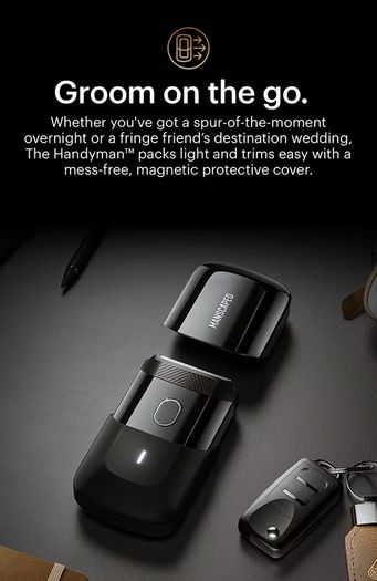 MANSCAPED The Handyman Compact Face Shaver  Portable Mens Travel Facial Hair Groomer USB C Rechargeable Electric Razor Waterproof Cordless Dual Action SkinSafe Long Hair Leveler  Foil Blades