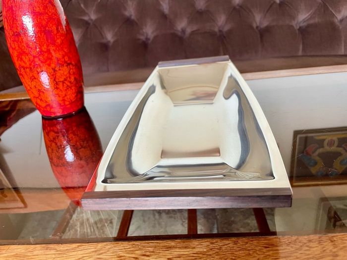 Mid Century Modern Stainless Steel Canoe Tray Danish Lundtofte DKF 1960s