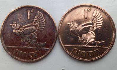 Irish Pre Decimal coin - 1950, + 1968 Penny 1d