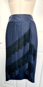 Navy Box Pleat Skirt with Black Lace from Zara size small