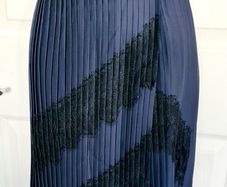 Navy Box Pleat Skirt with Black Lace from Zara size small