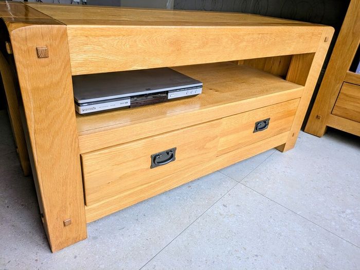 solid oak bookcase and tv unit