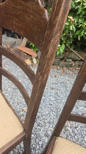 Set of 5 Solid Vintage Wooden Ladder Back Dining Chairs