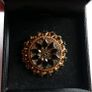 Antique Beautiful Florenza Goldtone Gilt Jet Art Brooch Pin Image 5