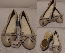 Leather Bow Ballerina Flat pumps Shoes, NEW WITH TAGS
