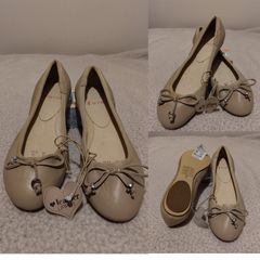 Leather Bow Ballerina Flat pumps Shoes, NEW WITH TAGS