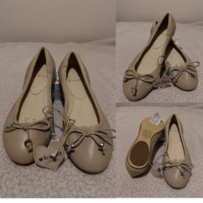 Leather Bow Ballerina Flat pumps Shoes, NEW WITH TAGS
