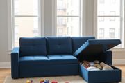 Blue Corner Sofa Bed Storage,215cm