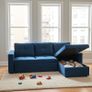 Blue Corner Sofa Bed Storage,215cm Image 3