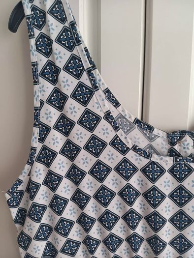 Summer Blue and White Print Maxi Dress