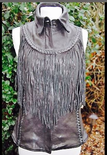 All Saints real leather fringe gilet