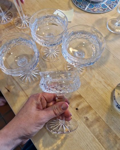 Vintage Galway Crystal "Old Galway" Cut Glass Champagne Coupe / Sherbet Glasses (Made in Ireland)