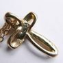 Vintage Gold Plated and Blue Austrian Crystal Cross Necklace length 16" Image 9
