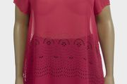 Brand new Kate Madison  Pink Scoop Neck Cap Sleeve Floral Detail Long Top size UK18 EU46 Postage included