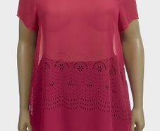 Brand new Kate Madison  Pink Scoop Neck Cap Sleeve Floral Detail Long Top size UK18 EU46 Postage included