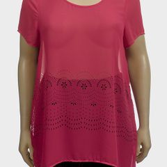 Brand new Kate Madison  Pink Scoop Neck Cap Sleeve Floral Detail Long Top size UK18 EU46 Postage included