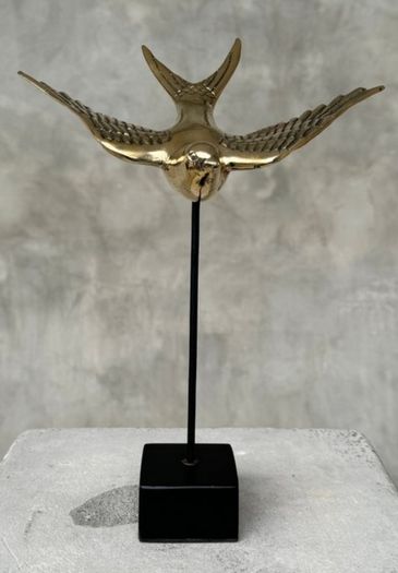 Flying Swallow Tabletop Figurine - Polished Bronze