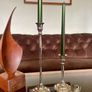 Pair of Slender 19th Century Style Silver Chrome Metal Candlesticks Image 7