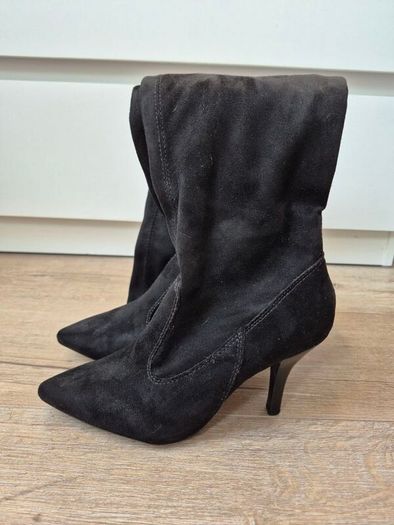 Over The Knee faux suede black boots