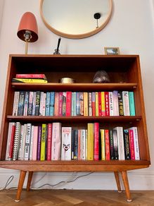 Mid century teak bookcase display vintage retro