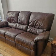 Suite of reclining leather sofas