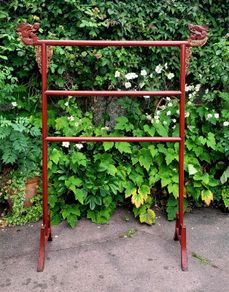 Antique handcarved chinese red laquered robe rail